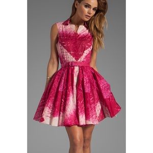 Halston Heritage Sleeve Dress With Flared Skirt